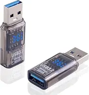 Poyiccot USB A Extension Adapter with LED Digital Display 2Pack, 10Gbps USB 3.2 Converter Type A Male to Female Extender with Digital Display for Laptop, Keyboard,Flash Driver (Transparent)