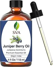SVA Organics Juniper Berry Essential Oil 4 Oz (Himalya)- GUARANTEED 100% Pure & Natural, Authentic & Premium Therapeutic Grade Oil for Aromatherapy Diffuser Skin Care Hair Nourishment Body
