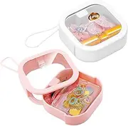 REVAXUP 2pcs Hair Tie Organizer, Portable Holder for Travel, Accessories Storage for Q-Tips, Floss Sticks, Hair Clips - Pink & White