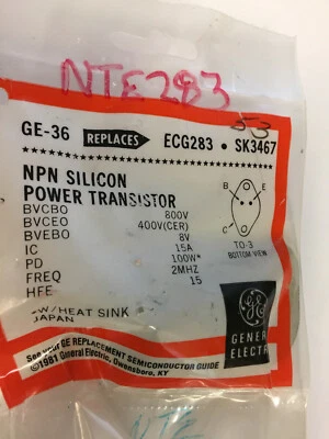 GE-36 NPN SILICON POWER TRANSISTOR NOS