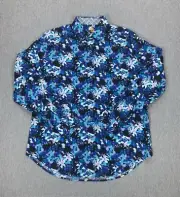 $198 Robert Graham Bassett L/S Blue Black Floral Print Button Up Shirt Men's M