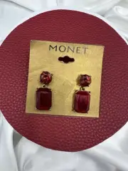 NWT MONET vintage red social earrings.