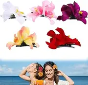 Wzenclave Artificial Flower Hair Clip for Seaside Holiday Flower Hair Accessories for Party/Wedding Double Orchid Hair Clip Bohemian Beach Vacation Headflower Hair Clip Simulation Flower Hair Acc