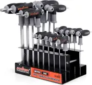 18-Piece T-Handle Hex Key Set, Inch/Metric Long Arm Ball End Allen Wrench Set, M