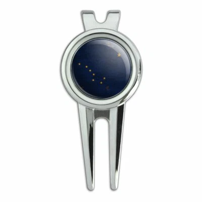 Rustic Alaska State Flag Distressed USA Golf Divot Repair Tool and Ball Marker