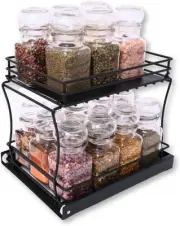 Wondersome Pull-Out Spice Rack Organizer for Cabinet 8" Wide, Black