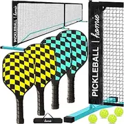 Pickleball Set with Net, 4 Paddles, 4 Balls, Portable Backpack Carrying Bag