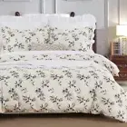 Size 82"X86" Duvet Cover Set, Olive Pattern Bedding Cream Bedlinen