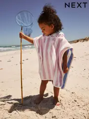Blue/Pink Reversible Towelling 100% Cotton Poncho (9mths-10yrs) (E77692) | $39 - $48