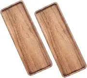 Gatuida 2pcs Rectangular Serving Tray Versatile Fruit and Bread Storage Tray for Kitchen Smooth Acacia for Snacks and Desserts Space-Saving Stackable Kitchen Plate