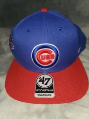 MLB CHICAGO CUBS '47 CAPTAIN SURE SHOT SNAPBACK HAT MENS BLUE RED NEW 20831531