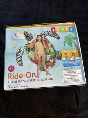 Intex Inflatable Ride on Sea Turtle Kids Swimming Pool Float Beach Rider Toy