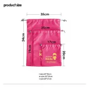 MSQUARE 3 piece set utility Kids lightweight folding draw string bags-pink
