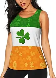 [OAZCVBNN] Irish Flag Print Hot Summer Sleeveless Tops Athletic Tank Tops Gym Active Lifestyles Casual Outings