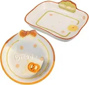 PHENOFICE 2pcs Adorable Ceramic Dessert Plates Cute Bread Cookie Serving Dishes Versatile Kitchenware for Home Decor Food Photography Fun Design for Appetizers Snacks