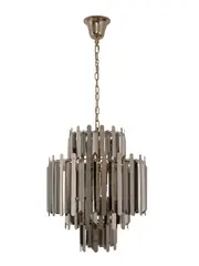 Muse 9 Light Chandelier or Close-To-Ceiling Fitting in Polished Nickel with Smoke Glass