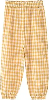 [BINIDUCKLING] Toddler Girl Summer Pants Plaid Harem Kid Joggers Sweatpants 2-7 Years