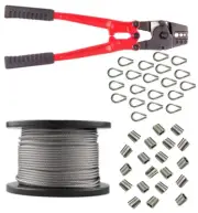 S/Steel Wire Rope 3.2 7 x 7 Fencing Tool Rigging Crimp Thimble - choose qty reqd