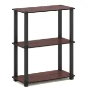 Furinno Turn-S-Tube Engineered Wood 3-Tier Shelf Display Rack in Cherry/Black