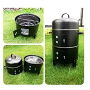 PORTABLE 3-IN-1 CHARCOAL SMOKER BBQ Roasting Grill for Backyard/Camping