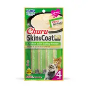 INABA Cat Churu Puree Skin & Coat Chicken with Scallop 56G x 6 Packs