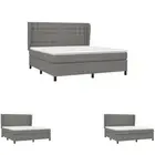Box Spring Bed with Mattress Dark Grey Fabric Double/Queen Multi Models vidaXL