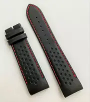 Original MIDO Multifort 23mm M025627A Black / Red Leather Watch Band Strap