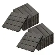 2X 11 pcs Grey DIY Wooden Composite Decking Tiles Garden Outdoor Backyard Floori