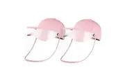 2X Outdoor Protection Hat Anti-Fog Pollution Dust Protective Cap Full Face HD Shield Cover Kids Pink