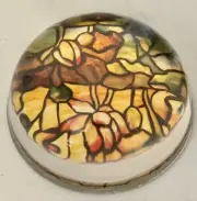 GALISON LOUIS COMFORT TIFFANY DOME PAPERWEIGHT- STAINED GLASS “POND LILY” NIB