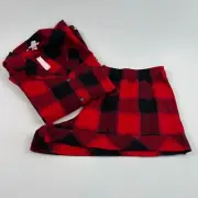 Victoria's Secret Cotton Short Sleeve Top Drawstring Short Plaid PJ Set Red XXL