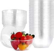 Aohcae 60Pcs Plastic Dessert Bowls (180ml/6 oz), Reusable Plastic Bowls,Clear Mini Plastic Bowls for Party Dessert,Appetizer, Nut, Dips