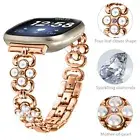 For Fitbit Versa 3 4 /Sense 2 Bling Pearl Metal Stainless Steel Watch Band Strap