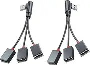 tunghey 2Pack Right Angle USB Splitter Adapter 10cm, USB Male to Dual USB Female Cable, Charger Three USB Port Extender, Y Splitter Hub Power Cord Extension (Only Charging) (1to3)