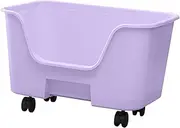 Whtkoph High Sided Litter Boxes, Open Litter Box, Litter Box with Raised Edges for Indoor Cats, Violet with Wheel