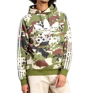 Adidas Camo Hoodie 男款 綠色 三葉草 迷彩上衣 帽T 運動 休閒 長袖 IS0209