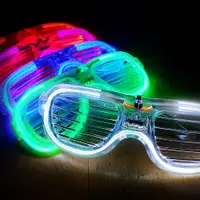 在飛比找松果購物優惠-LED發光百葉窗眼鏡(白、紅、藍、綠、粉)冷光眼鏡 發光眼鏡