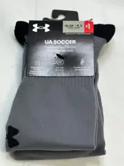 NEW Under Armour UA Soccer Over-The-Calf Socks Youth 13.5K-4.5Y Grey/Graphite