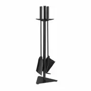 4PCS Fireplace Tool Set Firepit Accessories Poker Fire Shovel Brush Stand Black Cast Iron