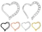 1 Pair Stainless Steel Gem Heart Hinged Hoop Segment CZ Huggie Sleeper Earrings