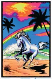 Galloping Unicorn with Rainbow Laminated Blacklight Poster - 23.5" x 35.5"