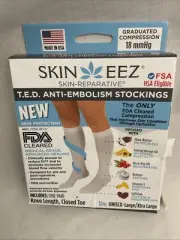 SKINEEZ Skin Reparative Hydrating Compression Socks Adult L/XL White Knee 18mmHg