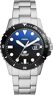 [FOSSIL] Men's Silver Stainless Steel Blue Dive Analogue Watch, 42mm