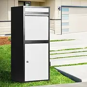 Groverdi Parcel Box Post Letter Box Package Drop Mailbox Security Lock Storage Black White