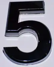 Apartment Number Sign/Mailbox Number Sign, 5 (Black,3D,2.75 x 1.75)-REF24-1027