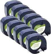 10PCS Compatible Dymo LetraTag Refills 91331 Plastic Label Tape LT-100H 12mm x 4m