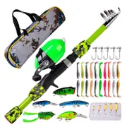 Kids Spincast Reel and Fishing Rod Set, TangleFree Design, Green 4ft Rod