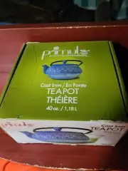 Primula Cast Iron 40oz Blue Floral Teapot w/ Tea Infuser brand new In Box