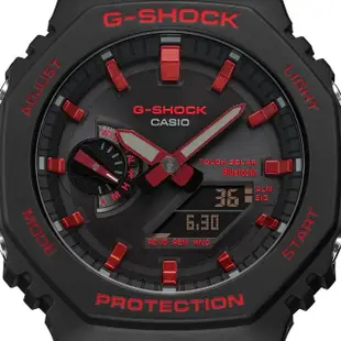 【CASIO 卡西歐】G-SHOCK 火焰紅黑八角 藍芽太陽能手錶(GA-B2100BNR-1A)