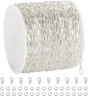 10 Meters Small Paperclip Chain Bulk Silver Plated Brass Jewelry Making Chains D